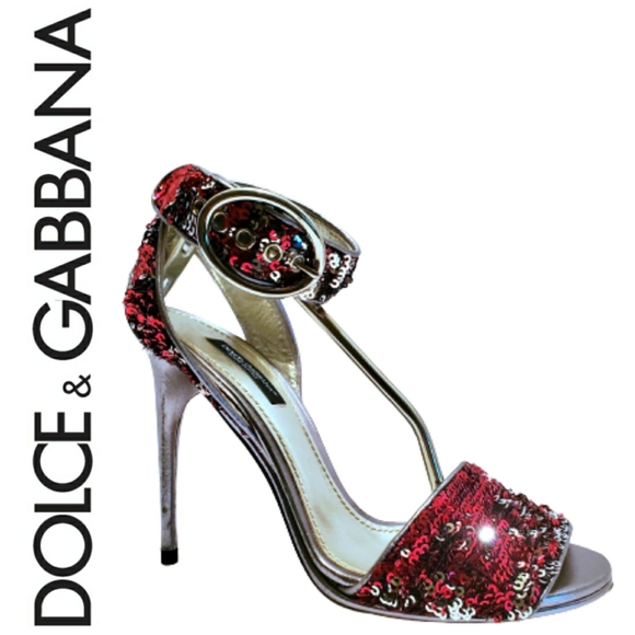 💄Red & Silver Sequin Heels - Picture 16 of 16